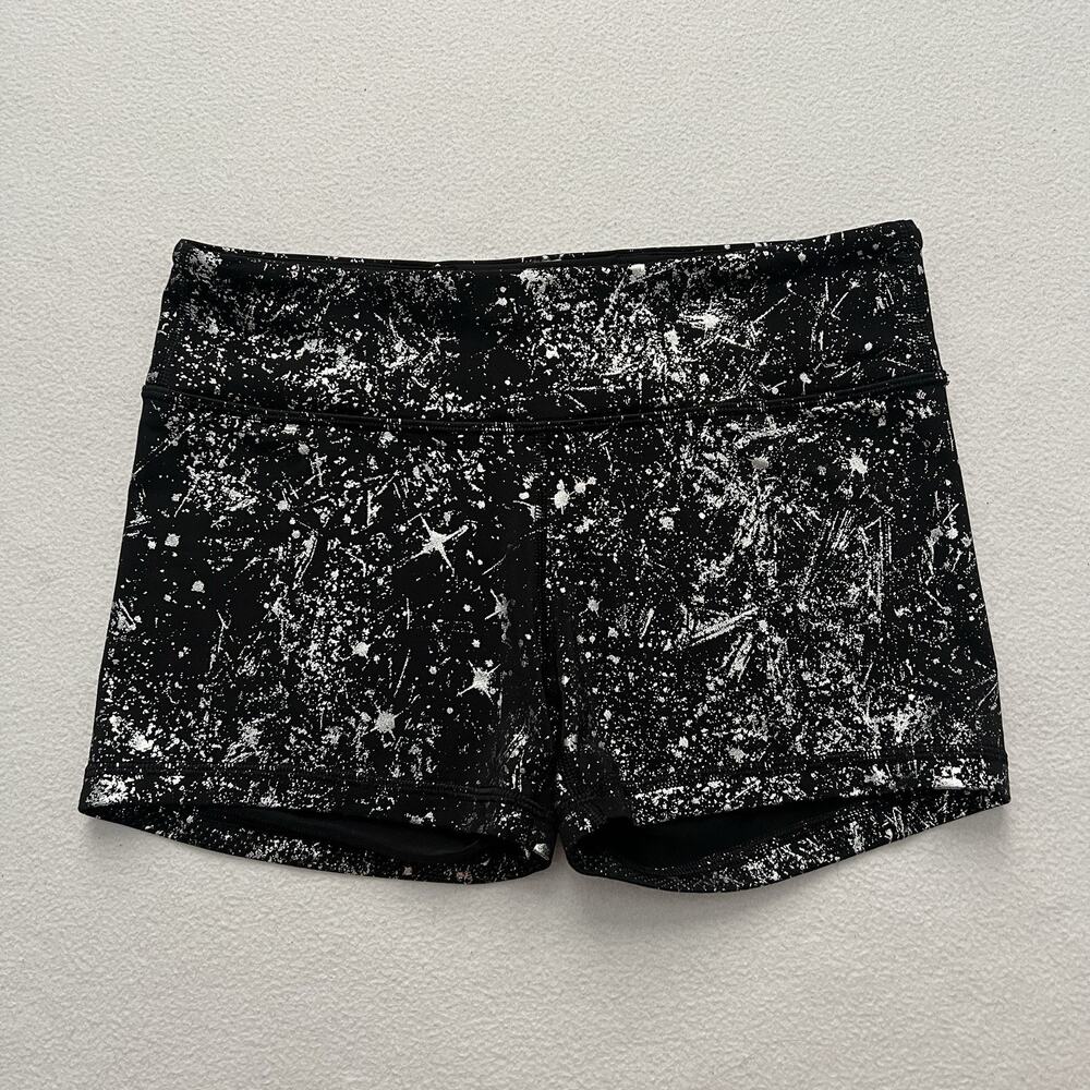 Ivivva by Lululemon Girl Black Silver Splatter Rhythmic Athletic Biker Short 14